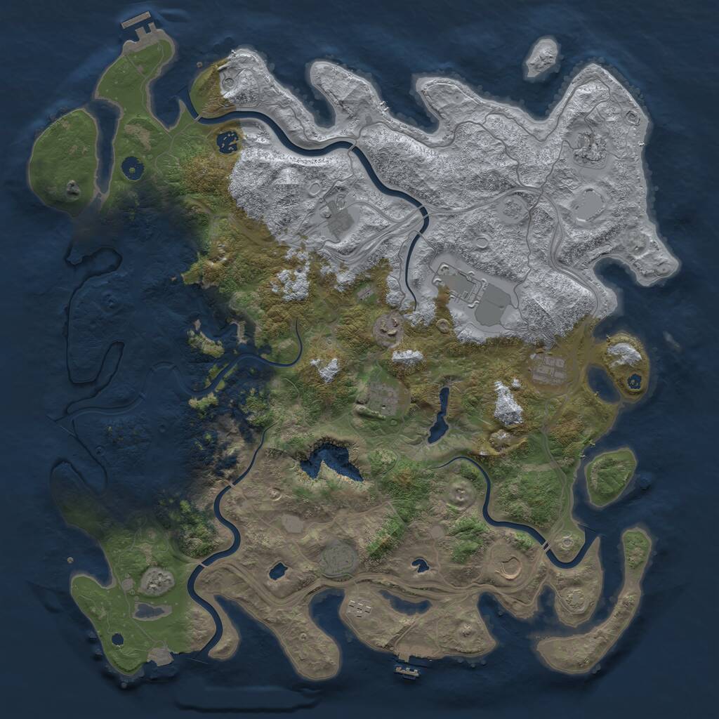 Rust Map: Procedural Map, Size: 4800, Seed: 676569817, 16 Monuments