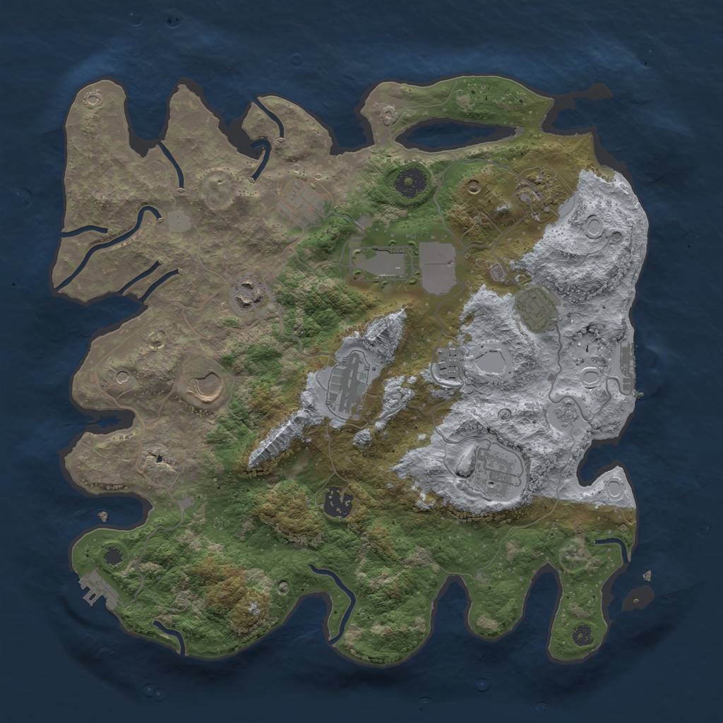 Rust Map: Procedural Map, Size: 3600, Seed: 10054643, 19 Monuments
