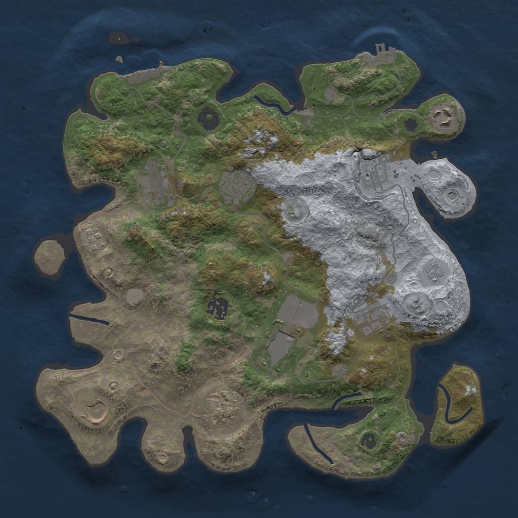 Rust Map: Procedural Map, Size: 3500, Seed: 56753034, 19 Monuments