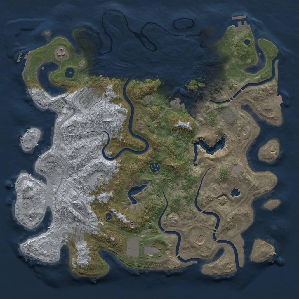 Rust Map: Procedural Map, Size: 4400, Seed: 4000, 16 Monuments