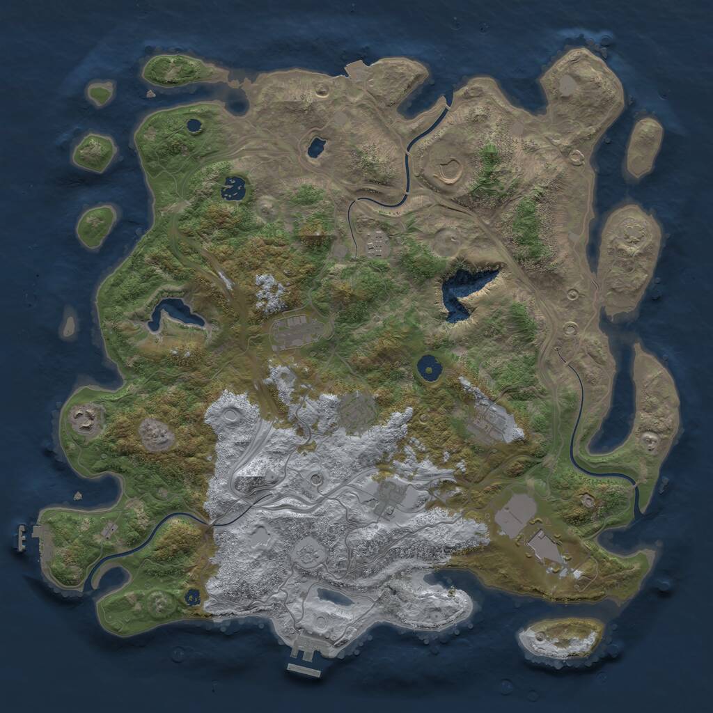Rust Map: Procedural Map, Size: 4300, Seed: 1085942182, 15 Monuments