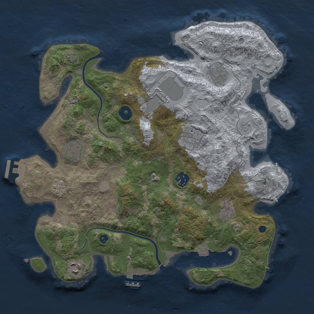 Rust Map: Procedural Map, Size: 3500, Seed: 77859296, 13 Monuments
