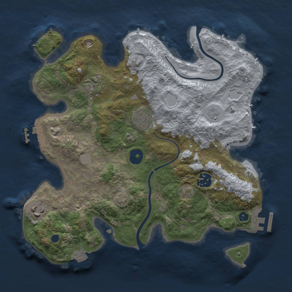 Rust Map: Procedural Map, Size: 3000, Seed: 2107453506, 9 Monuments