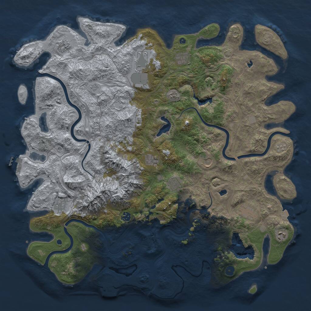 Rust Map: Procedural Map, Size: 5000, Seed: 1351761327, 17 Monuments