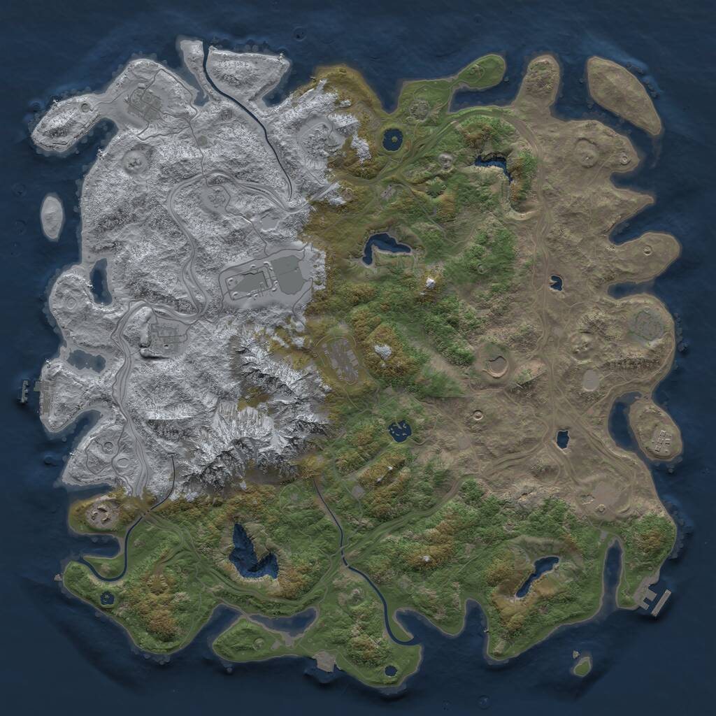 Rust Map: Procedural Map, Size: 5000, Seed: 1351761327, 17 Monuments