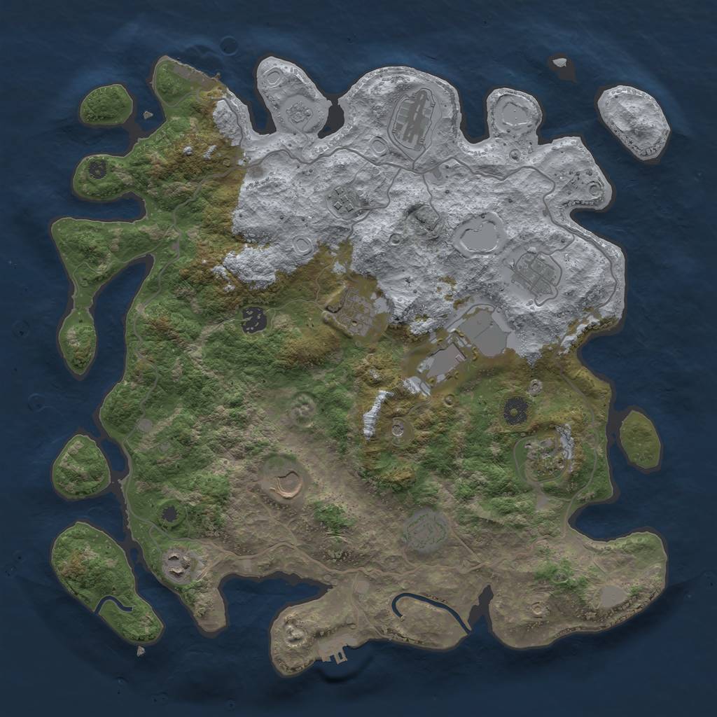 Rust Map: Procedural Map, Size: 4000, Seed: 2042133197, 19 Monuments