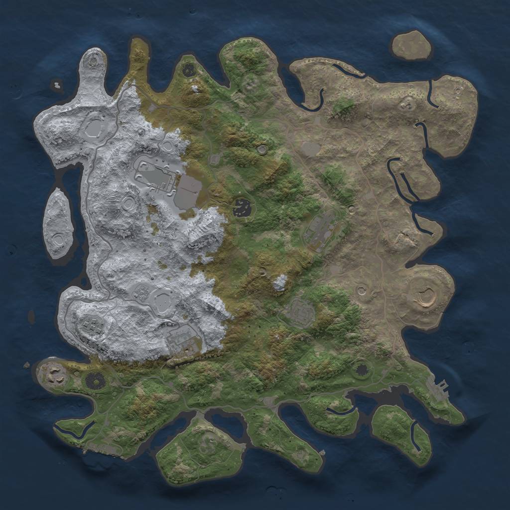 Rust Map: Procedural Map, Size: 4000, Seed: 140, 17 Monuments