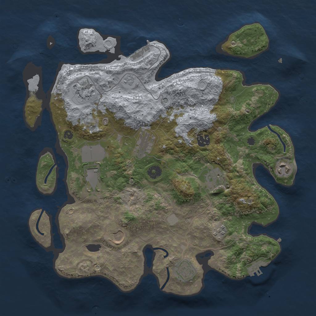 Rust Map: Procedural Map, Size: 3500, Seed: 1019454850, 18 Monuments