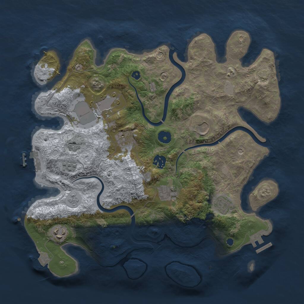 Rust Map: Procedural Map, Size: 3500, Seed: 34294514, 14 Monuments