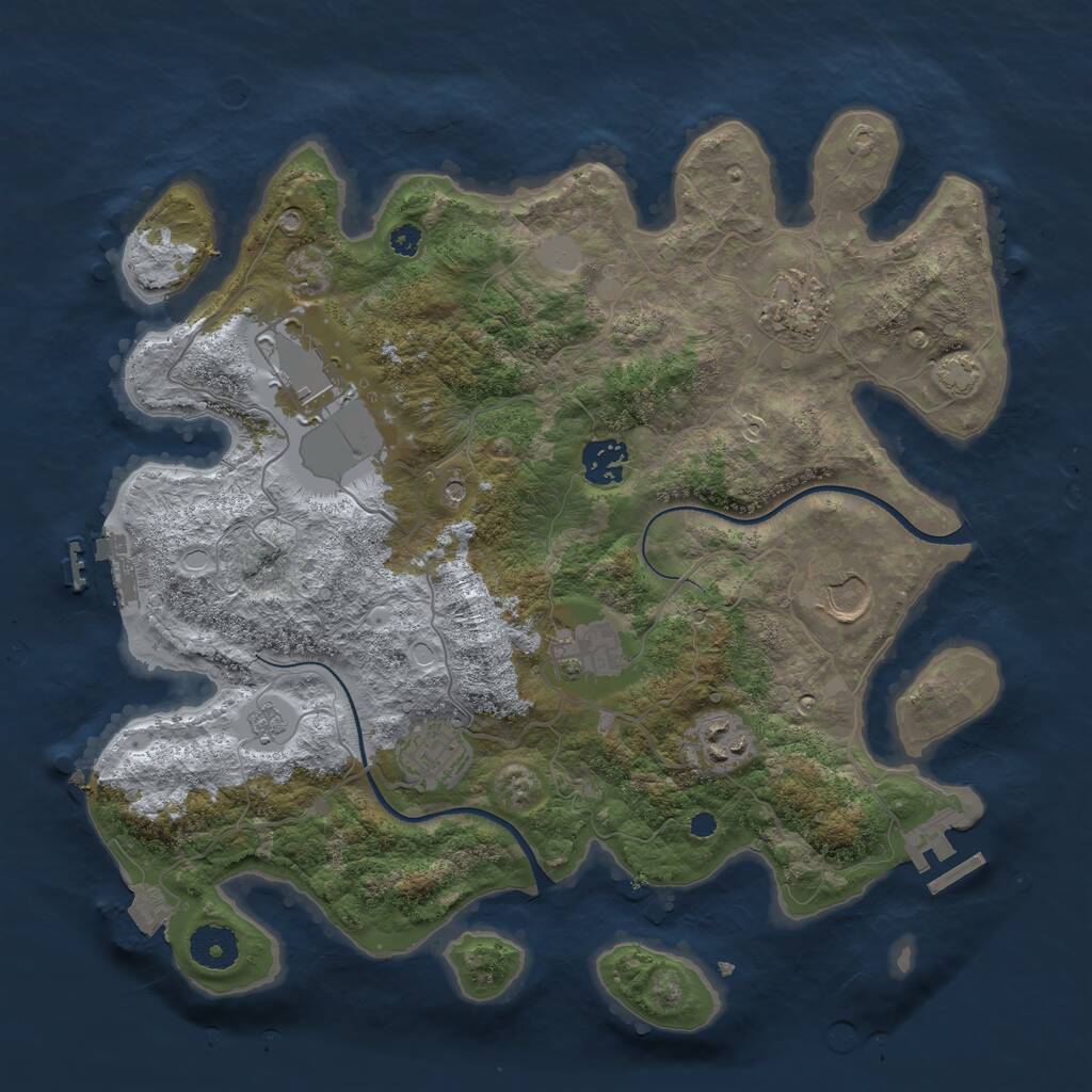 Rust Map: Procedural Map, Size: 3500, Seed: 34294514, 13 Monuments