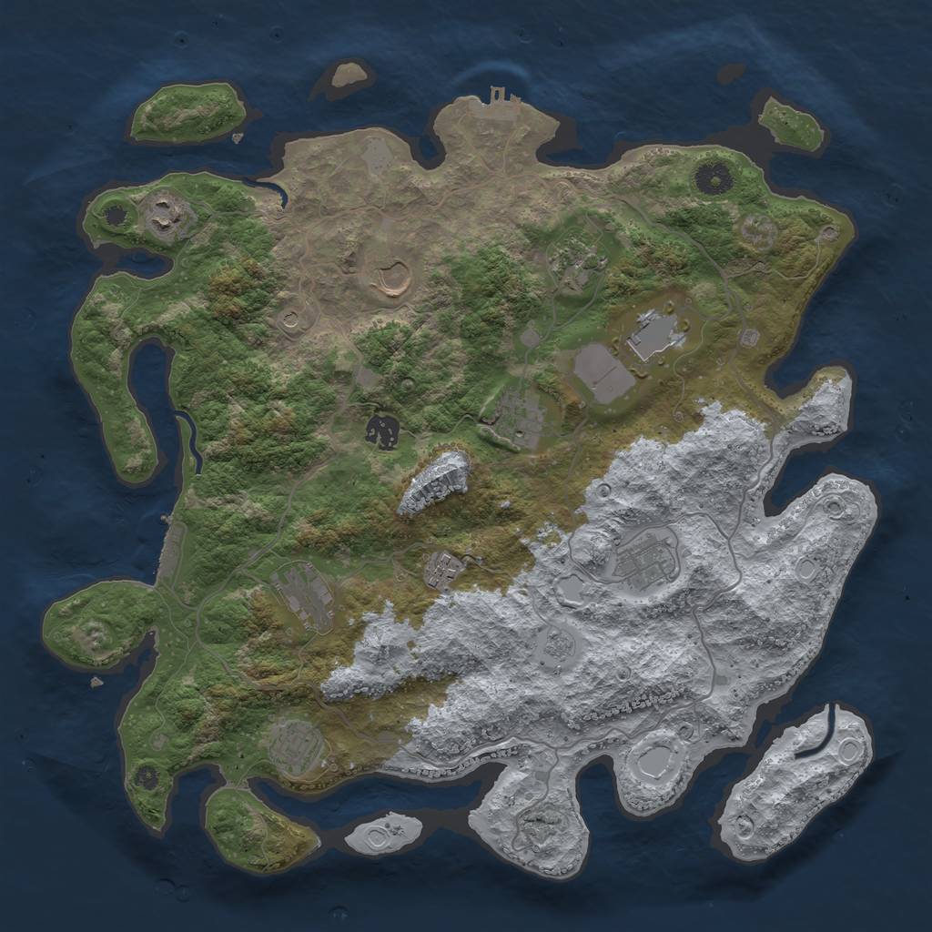 Rust Map: Procedural Map, Size: 4000, Seed: 1309782243, 19 Monuments