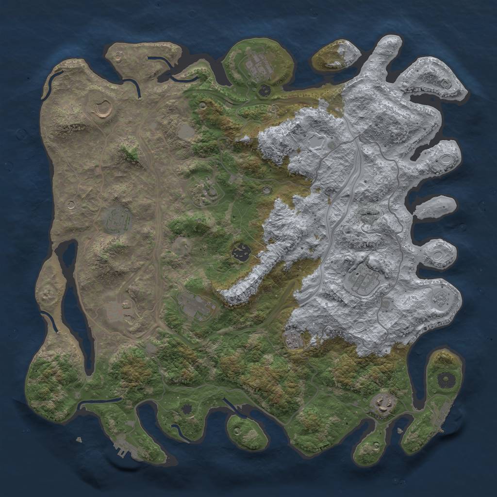 Rust Map: Procedural Map, Size: 4250, Seed: 2031224973, 19 Monuments
