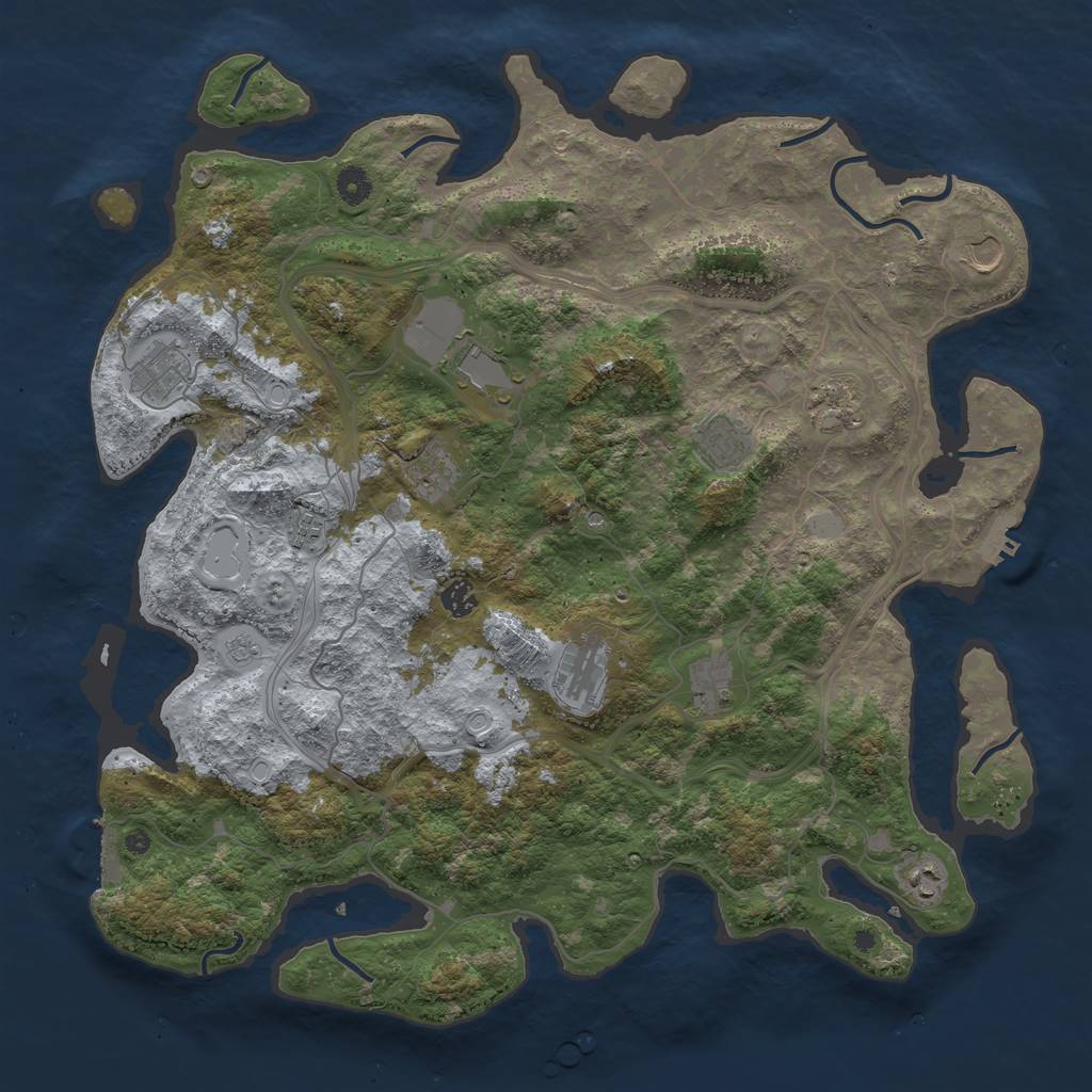 Rust Map: Procedural Map, Size: 4500, Seed: 1268896499, 20 Monuments