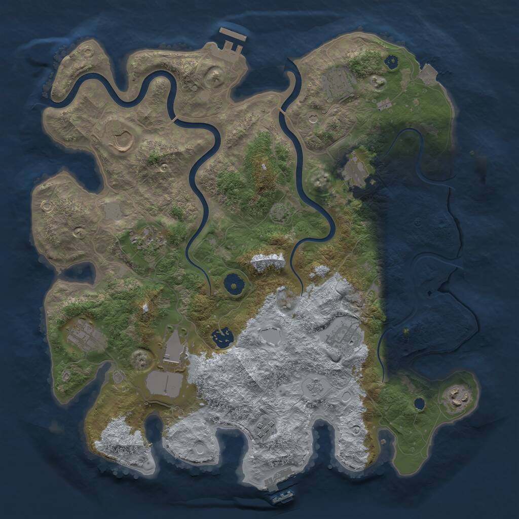 Rust Map: Procedural Map, Size: 3800, Seed: 648120, 16 Monuments