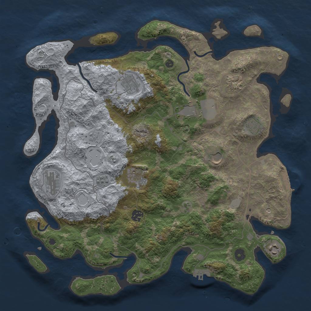 Rust Map: Procedural Map, Size: 4000, Seed: 2055080971, 19 Monuments