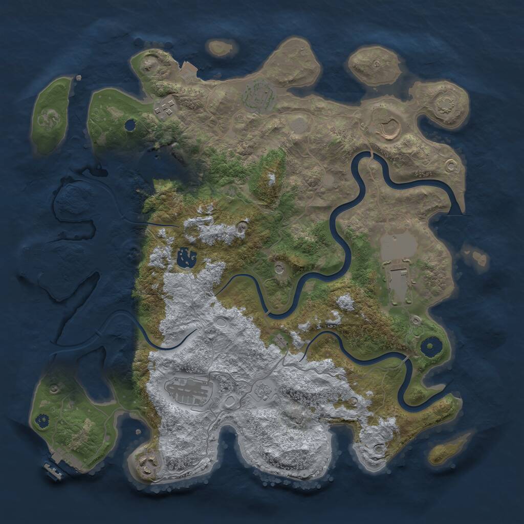 Rust Map: Procedural Map, Size: 3800, Seed: 146594251, 14 Monuments