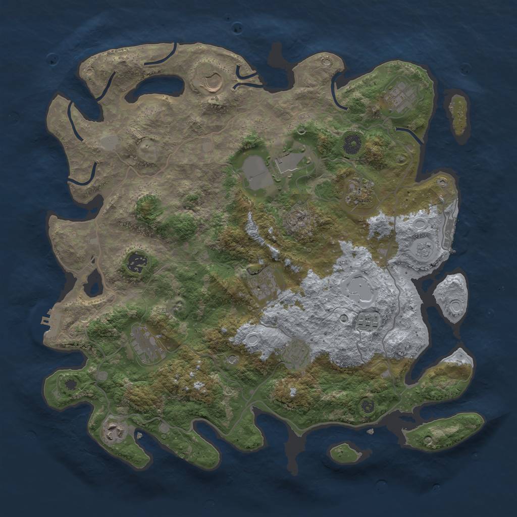 Rust Map: Procedural Map, Size: 4000, Seed: 2003229880, 19 Monuments
