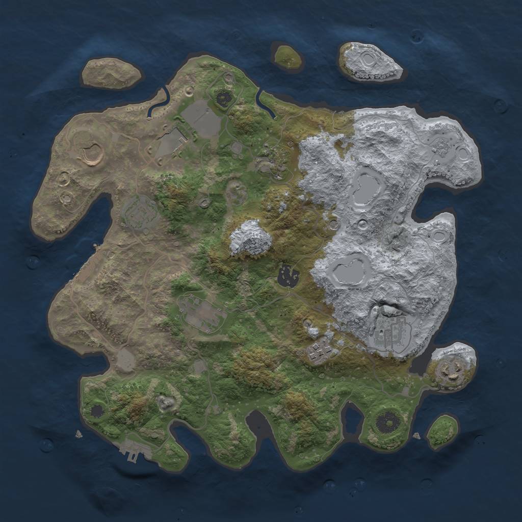 Rust Map: Procedural Map, Size: 3500, Seed: 1543552934, 18 Monuments