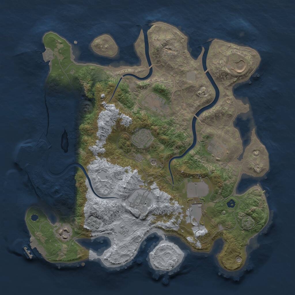Rust Map: Procedural Map, Size: 3500, Seed: 1790331176, 14 Monuments