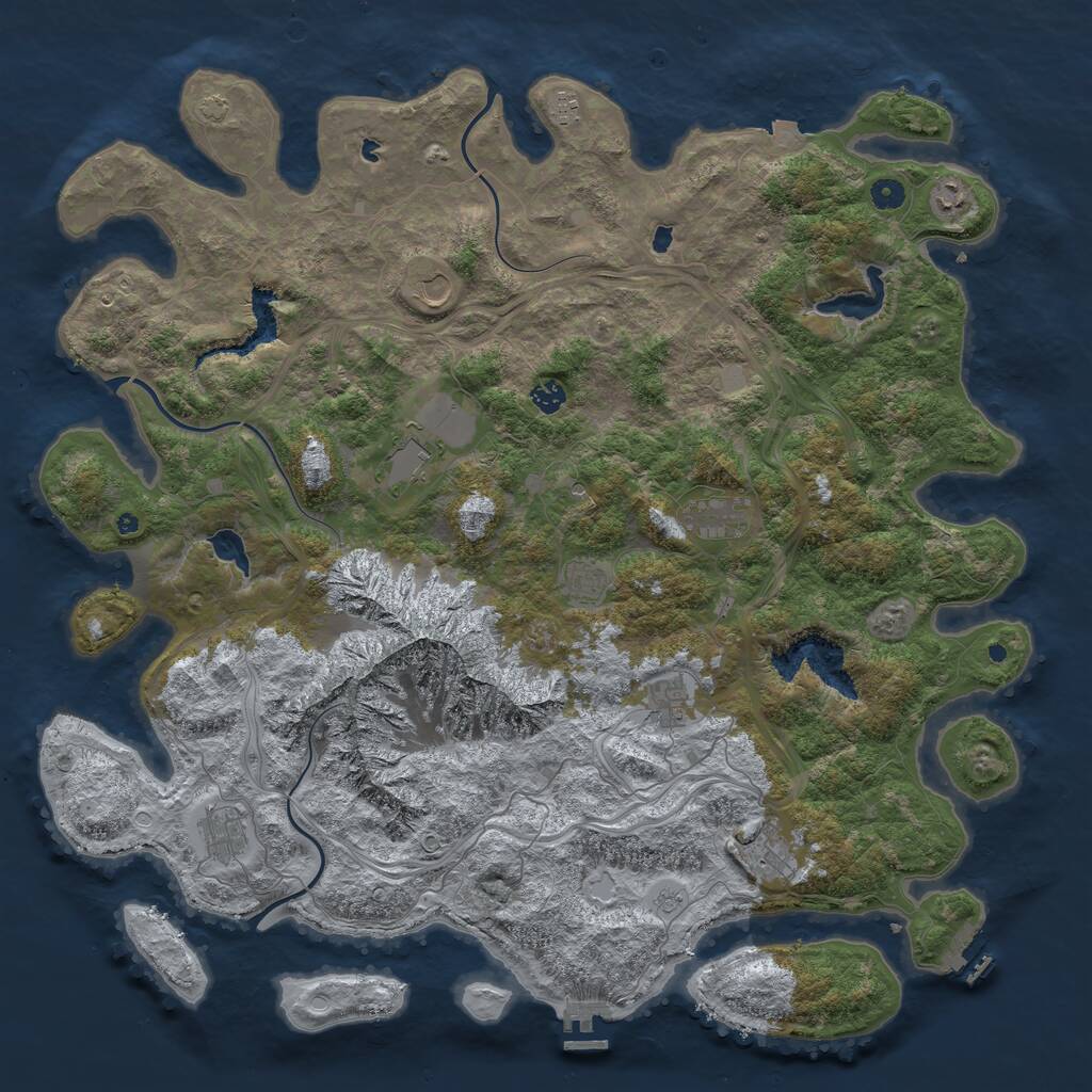 Rust Map: Procedural Map, Size: 5000, Seed: 512083028, 16 Monuments