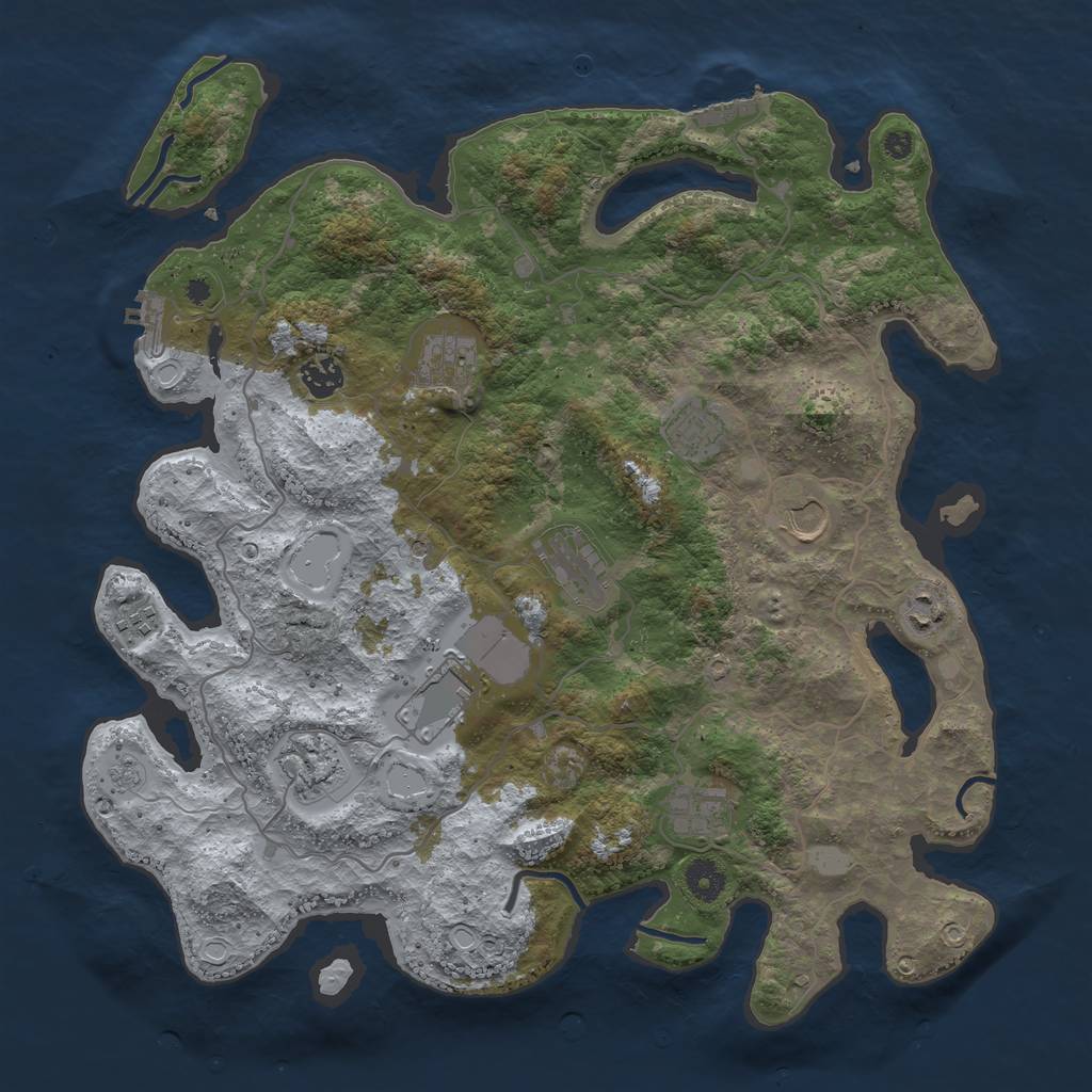 Rust Map: Procedural Map, Size: 4000, Seed: 7272, 19 Monuments