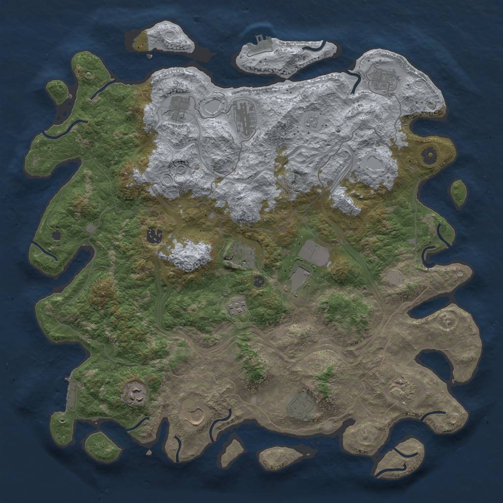 Rust Map: Procedural Map, Size: 4500, Seed: 374, 20 Monuments