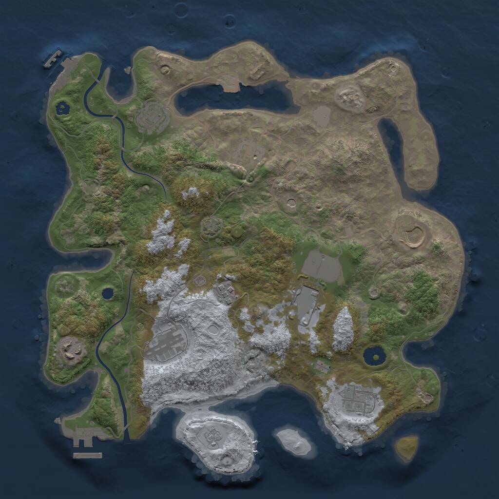 Rust Map: Procedural Map, Size: 3500, Seed: 29212713, 14 Monuments