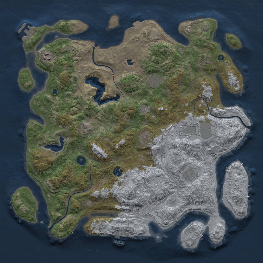 Rust Map: Procedural Map, Size: 4250, Seed: 9384023, 14 Monuments