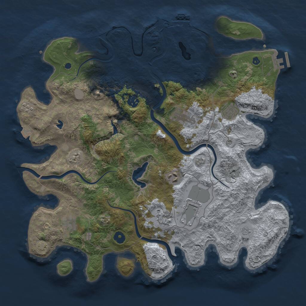Rust Map: Procedural Map, Size: 4000, Seed: 666284609, 14 Monuments