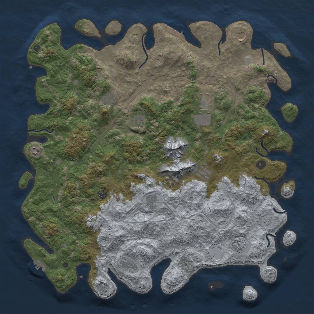 Rust Map: Procedural Map, Size: 5000, Seed: 454325432, 20 Monuments