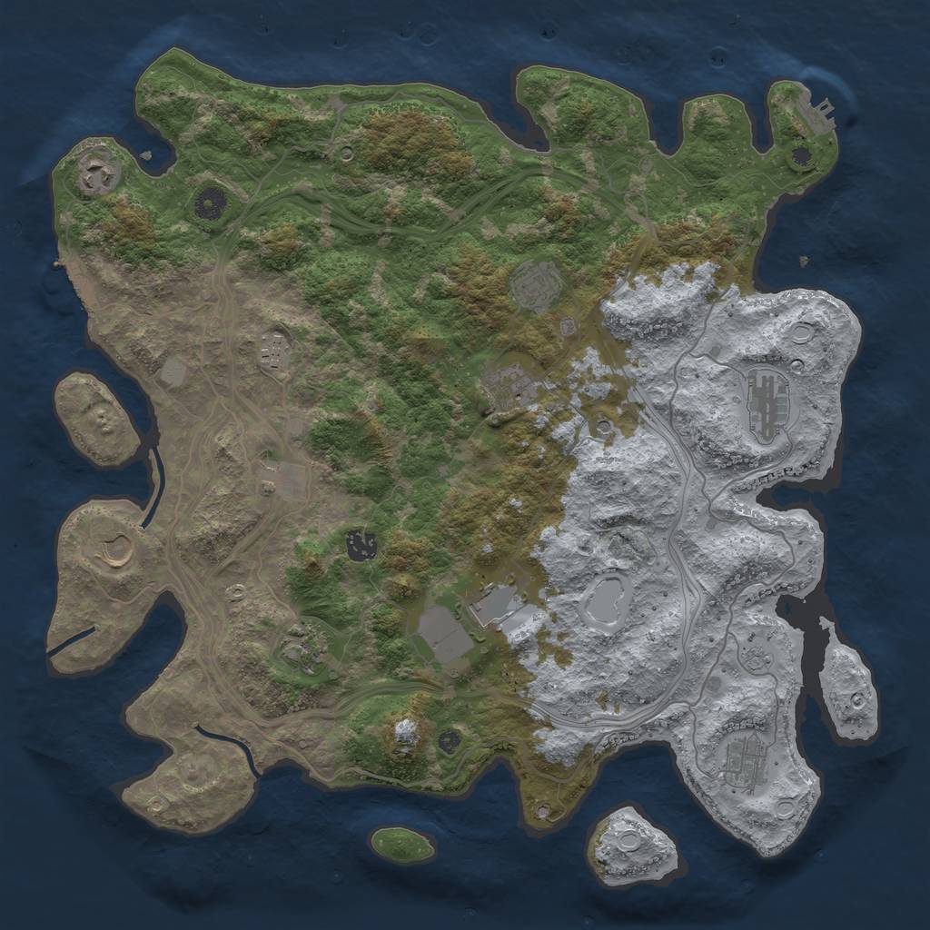Rust Map: Procedural Map, Size: 4300, Seed: 598356193, 20 Monuments