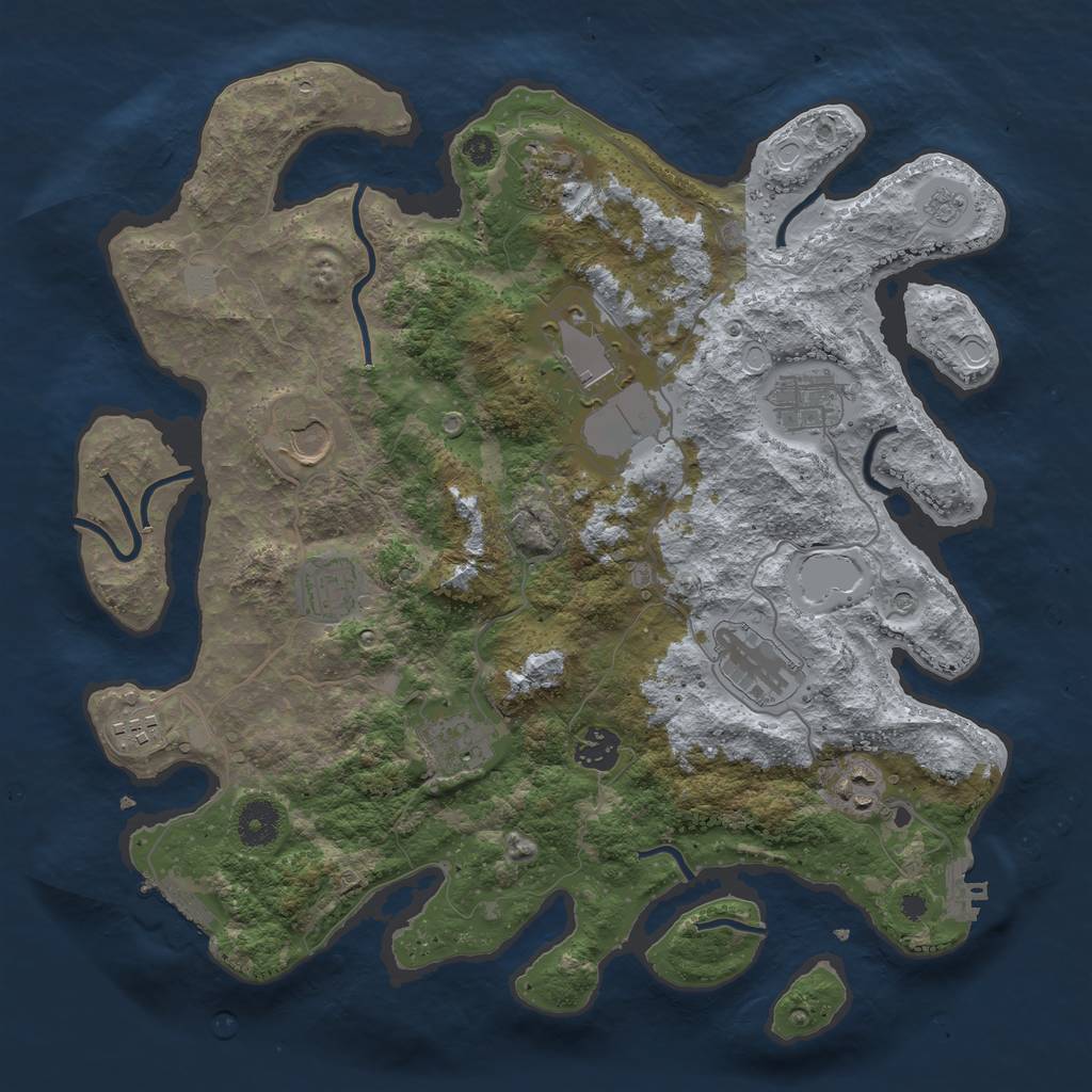 Rust Map: Procedural Map, Size: 3700, Seed: 747322855, 19 Monuments