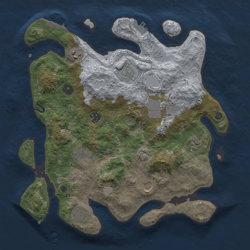 Rust Map: Procedural Map, Size: 3500, Seed: 1364592718, 17 Monuments