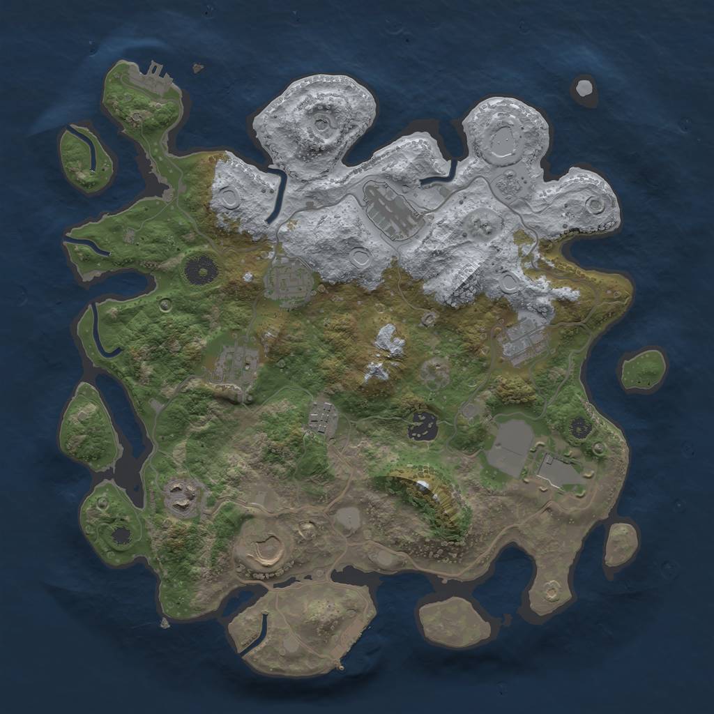 Rust Map: Procedural Map, Size: 3500, Seed: 271689767, 18 Monuments