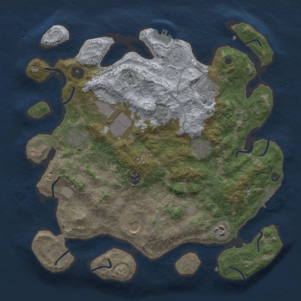 Rust Map: Procedural Map, Size: 3500, Seed: 1692799185, 17 Monuments