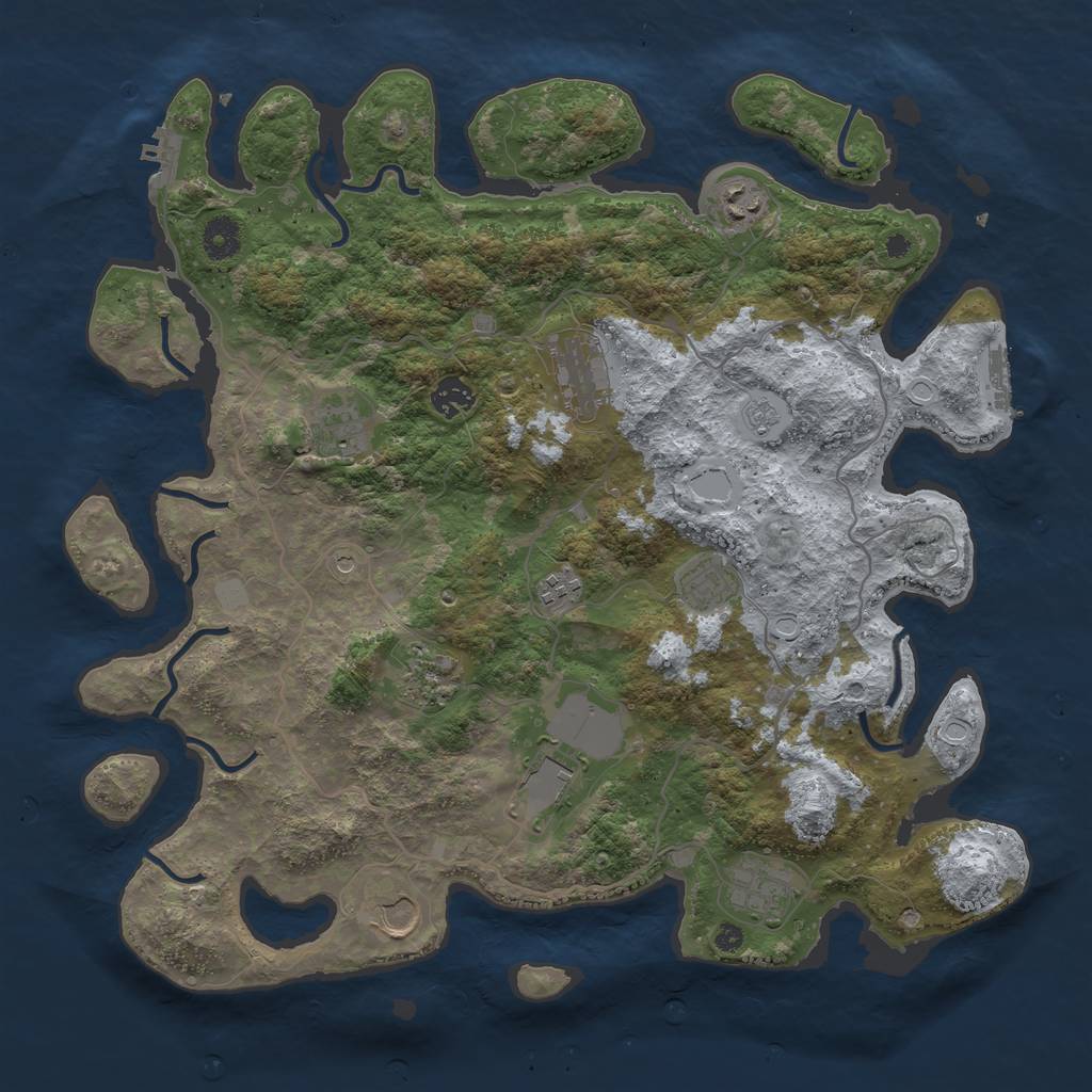 Rust Map: Procedural Map, Size: 4000, Seed: 877836363, 19 Monuments