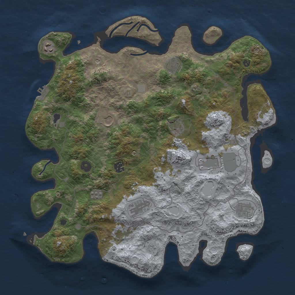 Rust Map: Procedural Map, Size: 4100, Seed: 36668281, 17 Monuments