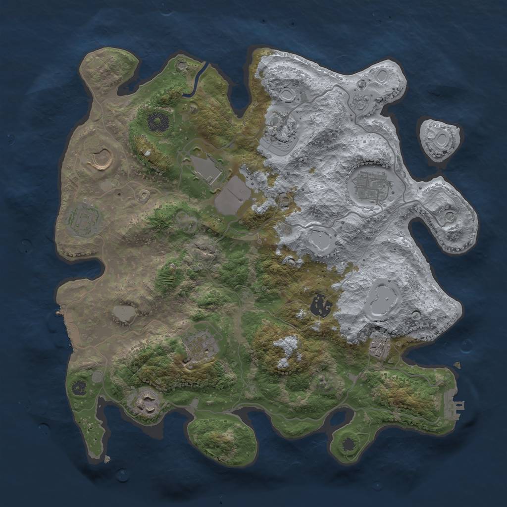 Rust Map: Procedural Map, Size: 3500, Seed: 476328113, 18 Monuments