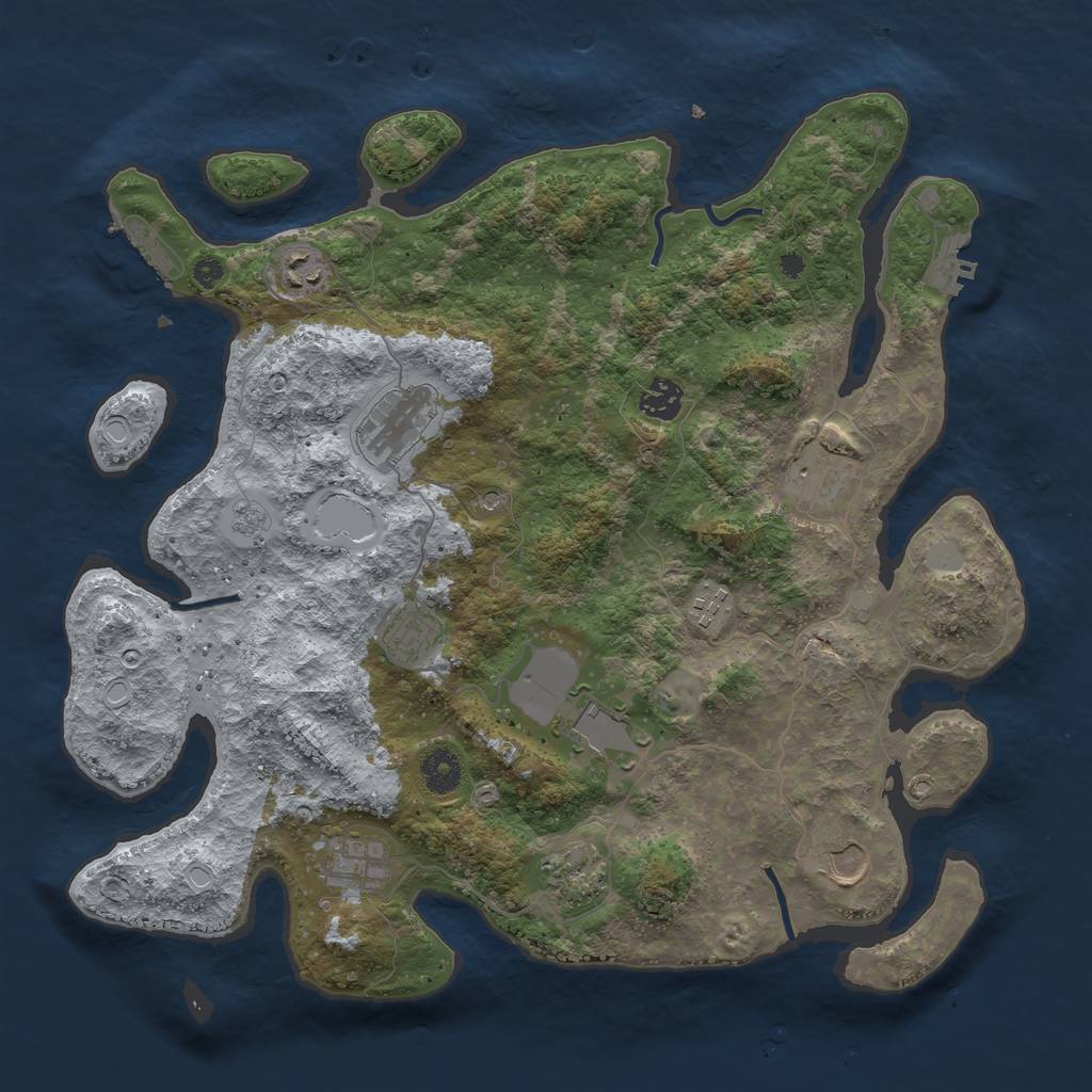 Rust Map: Procedural Map, Size: 3850, Seed: 4000, 19 Monuments