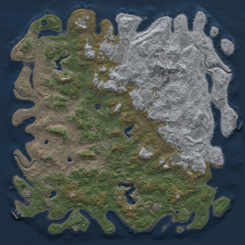Rust Map: Procedural Map, Size: 6000, Seed: 1234866, 17 Monuments
