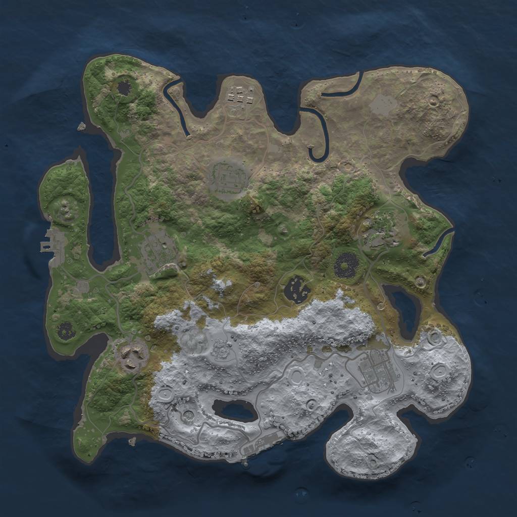Rust Map: Procedural Map, Size: 3000, Seed: 19849, 16 Monuments