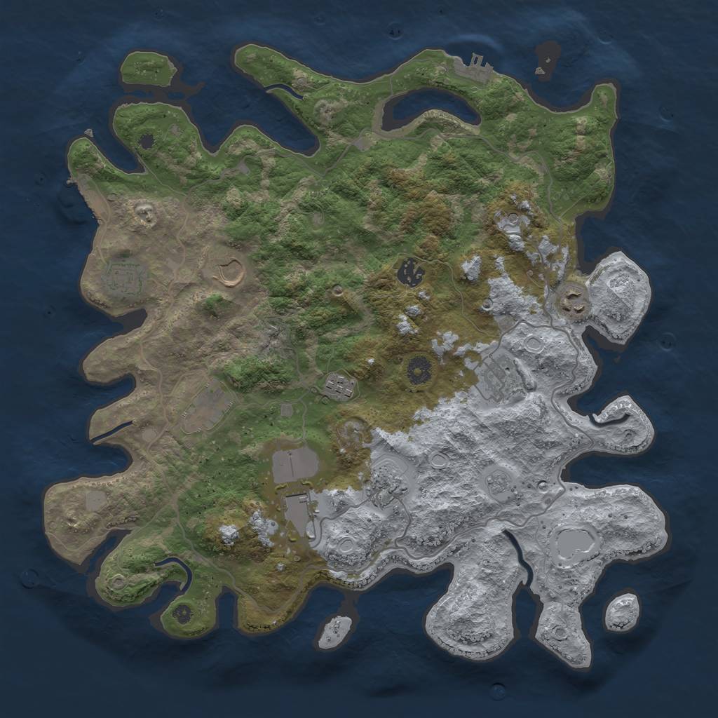 Rust Map: Procedural Map, Size: 4000, Seed: 732719313, 18 Monuments