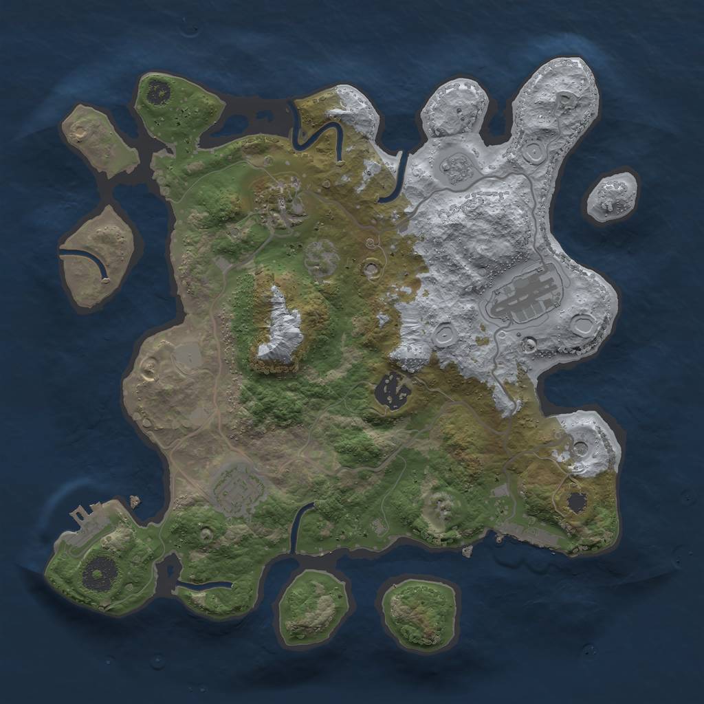 Rust Map: Procedural Map, Size: 3000, Seed: 25638, 13 Monuments