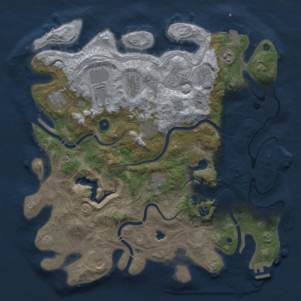 Rust Map: Procedural Map, Size: 4250, Seed: 999940577, 16 Monuments