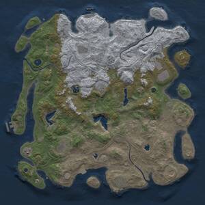 Thumbnail Rust Map: Procedural Map, Size: 4500, Seed: 1191558561, 16 Monuments