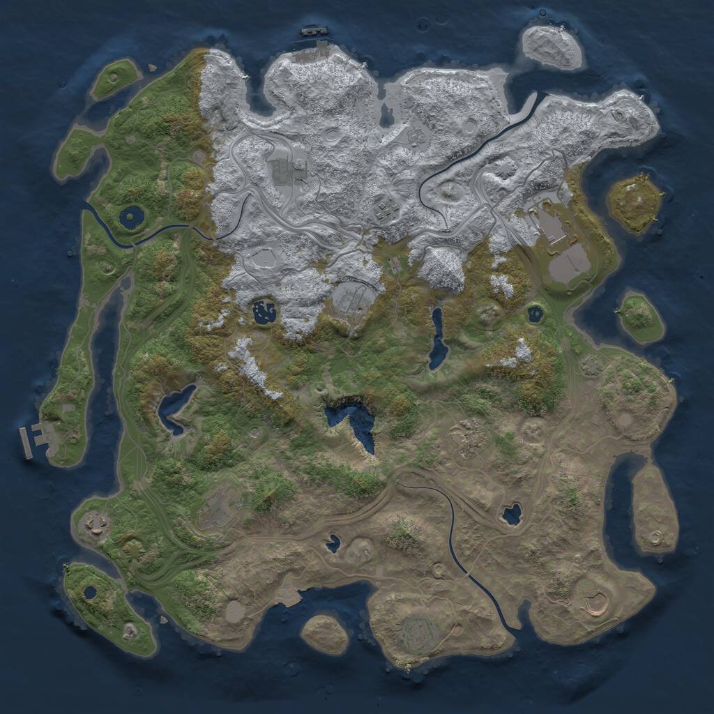 Rust Map: Procedural Map, Size: 4500, Seed: 1191558561, 16 Monuments