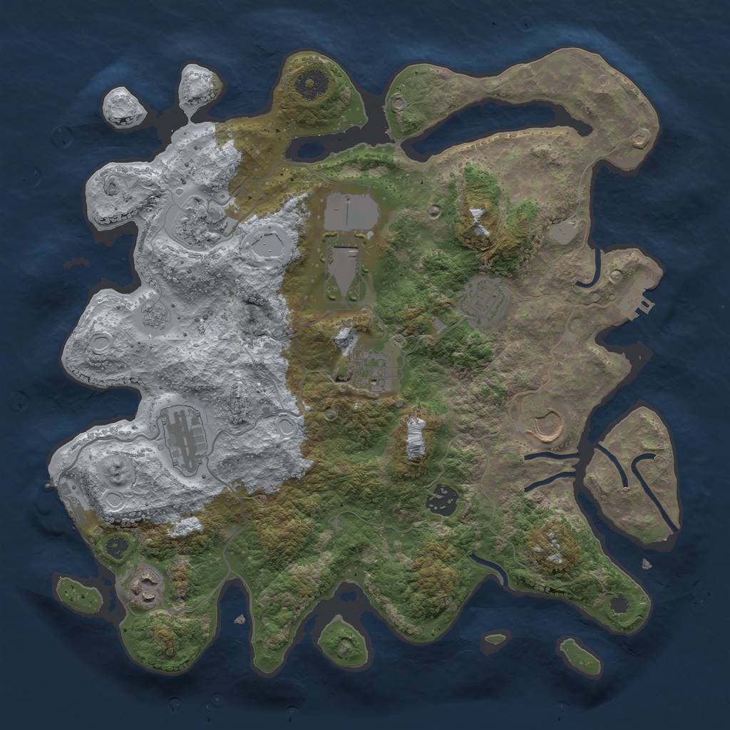Rust Map: Procedural Map, Size: 3500, Seed: 234586799, 16 Monuments