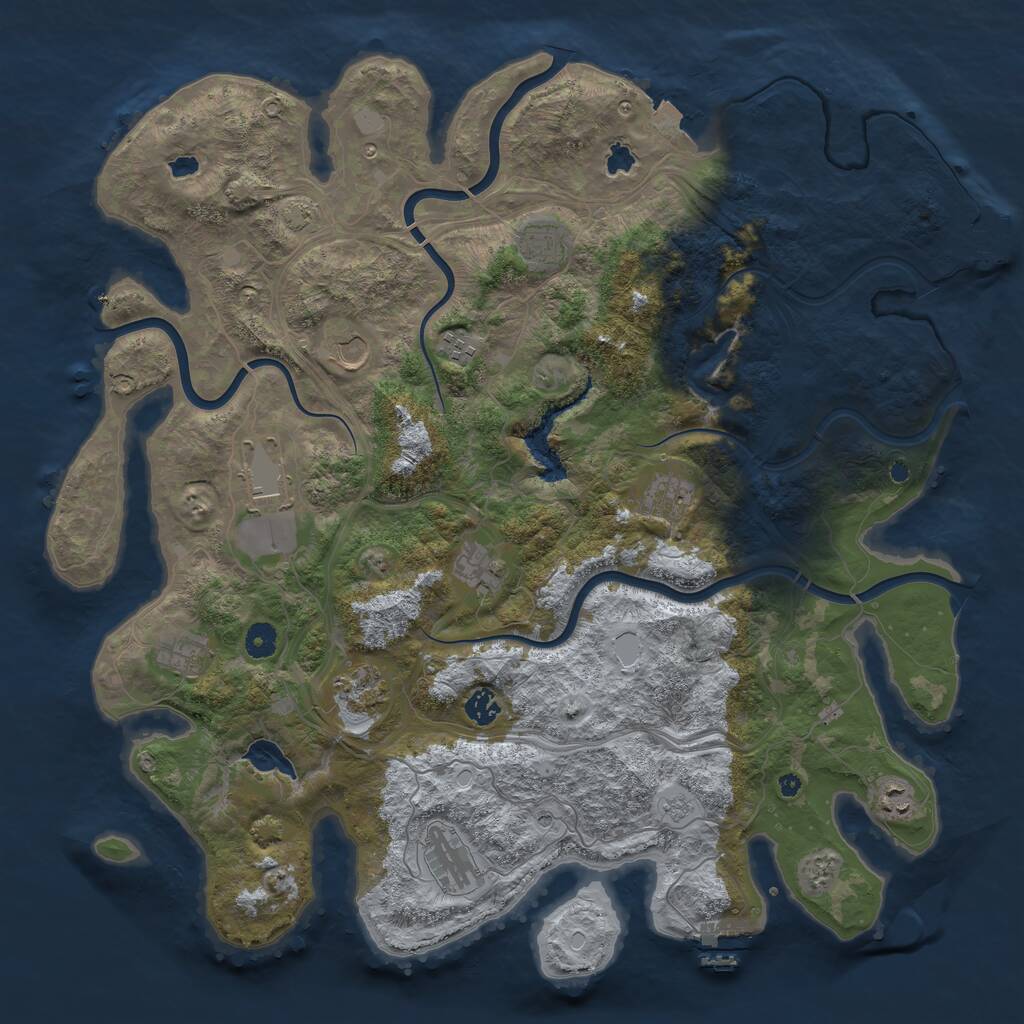 Rust Map: Procedural Map, Size: 4500, Seed: 1364577647, 17 Monuments