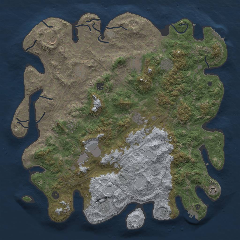 Rust Map: Procedural Map, Size: 4500, Seed: 1364577647, 20 Monuments