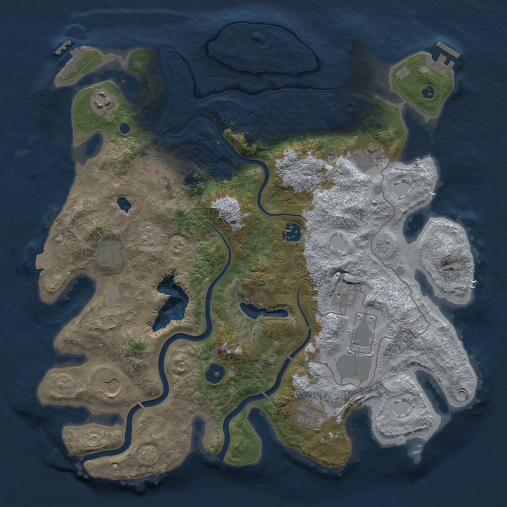 Rust Map: Procedural Map, Size: 4000, Seed: 1238765, 16 Monuments